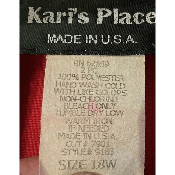 Vintage Kari's Place Open Front Jacket Red size 18 women's 3/4 sleeve with cuff - Picture 4 of 7